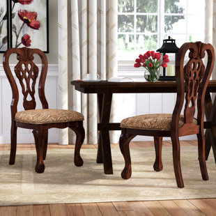 LARK MANOR™ Mcdougald Upholstered Queen Anne Back Side Chair in Brown Cherry (Set of 2)