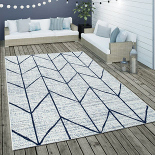 NORDEN HOME Burkhart Geometric Machine Woven White Area Rug