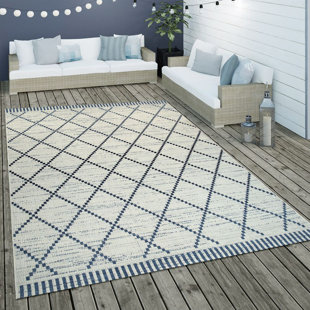 NORDEN HOME Burden Geometric Machine Woven White Area Rug