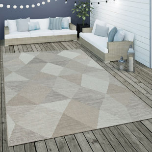 NORDEN HOME Burnette Geometric Machine Woven Beige Area Rug