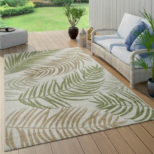 BEACHCREST HOME Buteau Floral Machine Woven Green Area Rug