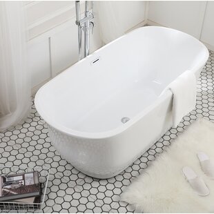 WROUGHT STUDIO™ Chaylynn 59'' x 28'' Freestanding Soaking Acrylic Bathtub