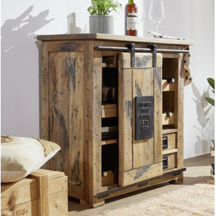MASSIVMOEBEL24 Railway 80cm Solid Wood Bar Cabinet