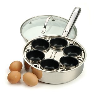 RSVP International 6 Cup Non Stick Stainless Steel Egg Poacher