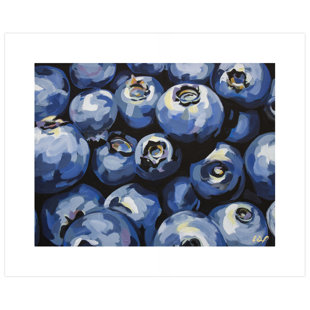GREENBOX ART Blueberries On Paper by Emily Drummond Print