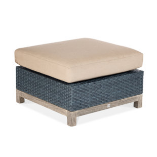 CO9 DESIGN Summit Wicker Outdoor Ottoman with Sunbrella Cushion