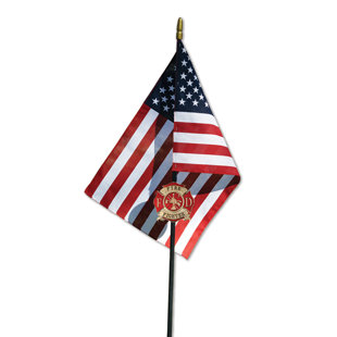 U.S. FLAG STORE Allied Firefighter Veteran Grave Marker 2-Sided Resin/Plastic 30 x 18 in. Garden Flag