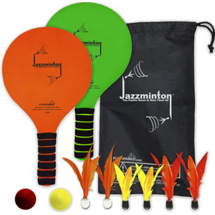 Funsparks LLC Solid + Manufactured Wood Water Resistant Paddle Ball with Carrying Case