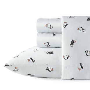 POPPY & FRITZ Puffin Paradise 200 Thread Count Geometric 100% Cotton Percale Sheet Set