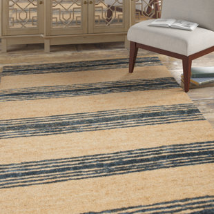BREAKWATER BAY Hedman Handmade Hand-Knotted Brown/Blue/Beige Rug