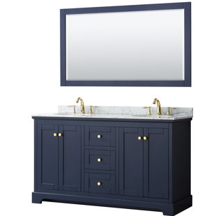 WYNDHAM COLLECTION Avery 60" Double Bathroom Vanity Set with Mirror