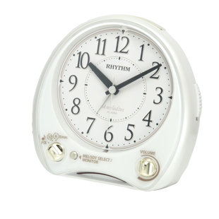 RHYTHM U.S.A INC Analog Quartz Tabletop Clock with Alarm in White