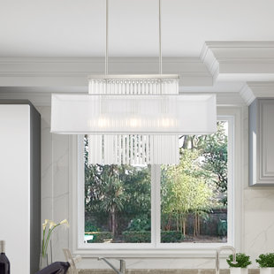 MERCER41 Hanson 3 - Light Dimmable Kitchen Island Square / Rectangle Chandelier