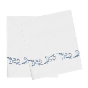 HAMBURG HOUSE Tuscany 275 Thread Count Floral Egyptian-Quality Cotton Percale Pillowcase (Set of 2)