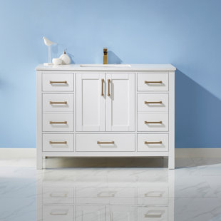 EVERLY QUINN Ryland 48'' Free Standing Single Bathroom Vanity with Stone Top
