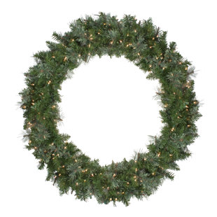 NORTHLIGHT SEASONAL Pre-Lit Mixed Cashmere Pine Artificial Christmas Wreath - 48-Inch Clear Lights