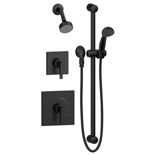 SYMMONS Duro Shower Trim Kit with Hand Spray and Two Handles, Single Spray (Valve Not Included)