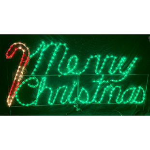 LORI'S LIGHTED D'LITES Merry Christmas with Candy Cane Cursive Letter Sign Holiday Lighted Display