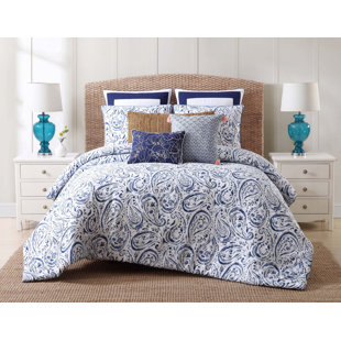 OCEANFRONT RESORT Indienne Paisley Coastal Cotton Paisley Duvet Cover Set