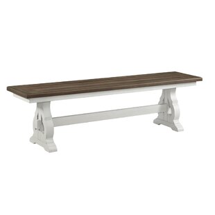 DARBY HOME CO Drake 68" Wide Dining Bench with Wood Seat, Rustic White & French Oak