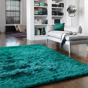 ROSDORF PARK Makaila Silky Shaggy Dark Teal Area Rug