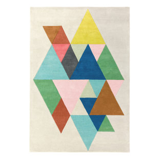 HYKKON Yahir Geometric Wool Hand Tufted Area Rug
