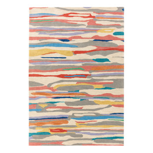 GEORGE OLIVER Hargrove Abstract Hand Woven Hand Tufted Cream Area Rug