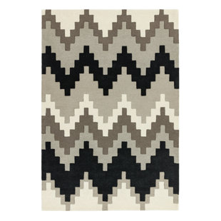 GEORGE OLIVER Hargrove Handmade Wool Grey Rug