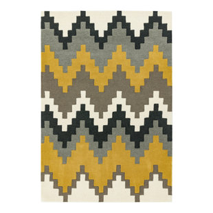 GEORGE OLIVER Hargrove Cuzzo Yellow/Taupe/Grey Area Rug