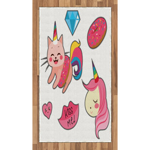 MACK & MILO™ Fontenot Unicorn Cat High Density Long Fiber Poly Threads Decorative Area Rug Carpet