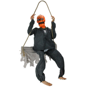 NORTHLIGHT SEASONAL 30" Animated Swinging Pumpkin Man Halloween Decoration