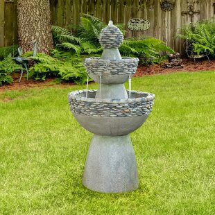 MILLWOOD PINES Jonna 36.5" Outdoor 3-Tier Pedestal Water Fountain