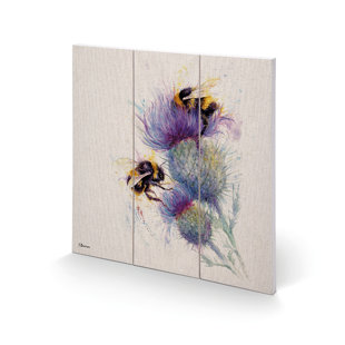 ART GROUP Bees On Thistle by Jane Bannon - No Frame Print on Wood
