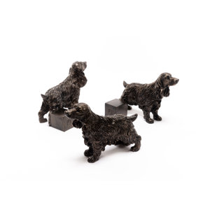 JARDINOPIA Cocker Spaniel Dog Bronze Coloured Planter Feet In Gift Box (Set of 3)