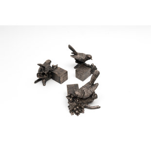 JARDINOPIA Robin Bird Bronze Coloured Planter Feet In Gift Box (Set of 3)