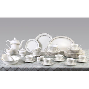 LORREN HOME TRENDS 57 Piece Bone China Dinnerware Set - Service for 8