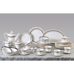 LORREN HOME TRENDS 54 Piece Bone China Dinnerware Set - Service for 8