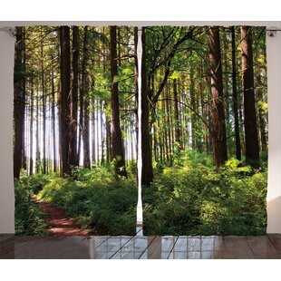 EAST URBAN HOME Dicksonville Forest Semi-Sheer Rod Pocket Curtain Panels (Set of 2)