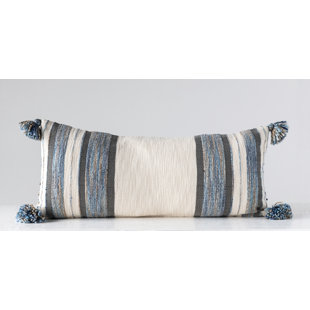 CREATIVE CO-OP Cotton Knit Throw Pillow with Ruffle Edge