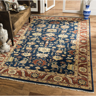 CANORA GREY Sergent Handmade Hand-Knotted Navy Rug