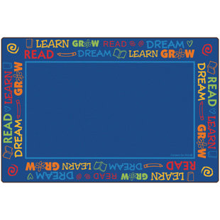 CARPETS FOR KIDS Read to Dream Border Classroom Premium Tufted Blue Area Rug