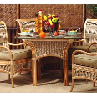 SPICE ISLANDS WICKER Glass Top Dining Table