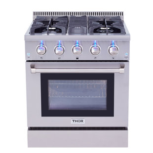 Thor Kitchen 30" 4.2 Cubic Feet Smart Natural Gas Free Standing Range with 4 Burners