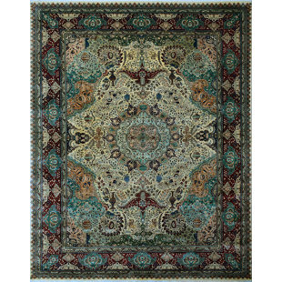 ISABELLINE Maerose One-of-a-Kind 9'1" X 12' New Age Wool Area Rug in Blue/Ivory/Red