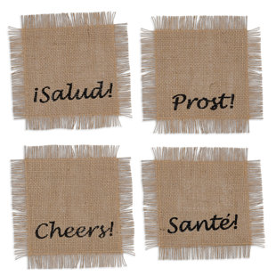 DESIGN IMPORTS Jute Square 4 Piece Coaster Set (Set of 4)