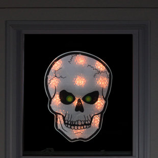 NORTHLIGHT SEASONAL Holographic Skull Halloween Window Lighting Display