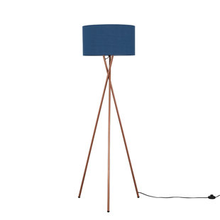 LATITUDE RUN Mishler 155cm Camden Tripod Copper Floor Lamp with Large Reni Shade