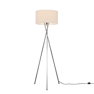 LATITUDE RUN Miron 155cm Camden Tripod Chrome Floor Lamp with Large Reni Shade