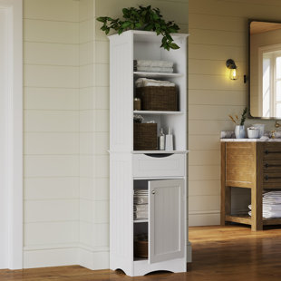 RIVERRIDGE HOME RiverRidge Ashland Tall Bathroom Storage Linen Cabinet and Organizer with Drawer and Shelves