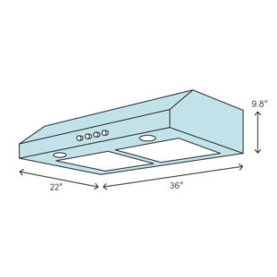 XtremeAir Pro-X 36" 900 Ducted (Vented) Under Cabinet Range Hood with Baffle Filter and Light Included Stainless Steel